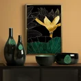 Obraz z nadrukiem liści i kwiatów w złotej ramce - 53 x 73 cm - zielony 4