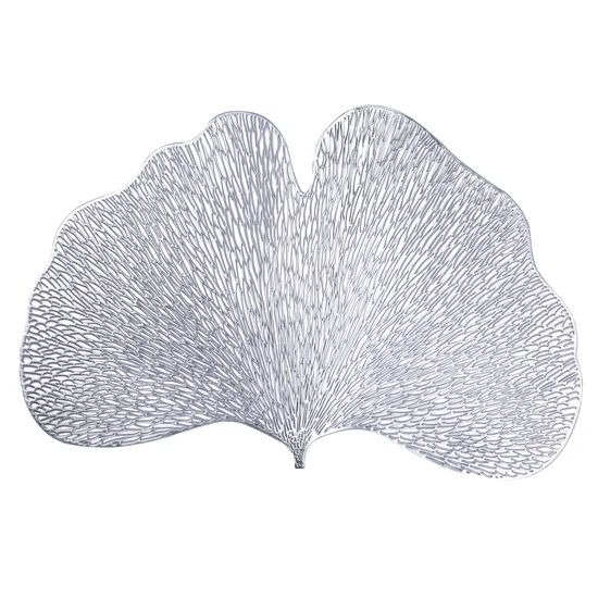 Podkładka z tworzywa w kształcie liścia miłorzębu - 30 x 45 cm - srebrny