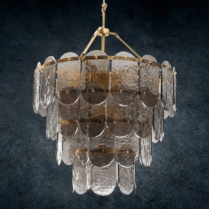 Фото - Настільна лампа Lampa DAKOTA ze szklanymi zawieszkami z dymionego szkła ∅ 67 x 100 cm złot