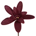 Świąteczny kwiat dekoracyjny z puszystej tkaniny - 20 cm - bordowy 2