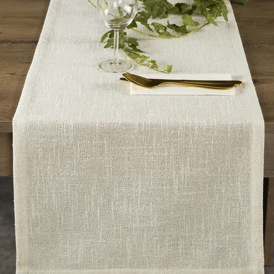 Bieżnik INES 12 z przetykaną błyszczącą nicią - 40 x 140 cm - kremowy