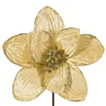 Świąteczny kwiat dekoracyjny z welwetu zdobiony brokatem - 20 cm - złoty 2