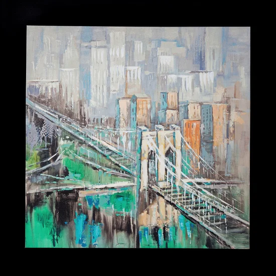 Obraz BRIDGE ręcznie malowany na płótnie - 60 x 60 cm - beżowy