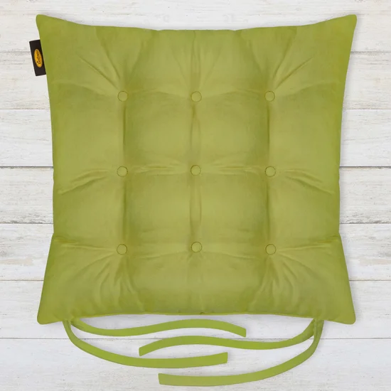 ADORE dwustronna welurowa poduszka siedziskowa na krzesło z dziewięcioma pikowaniami, gramatura 195 g/m2 - 40 x 40 x 6 cm - jasnozielony