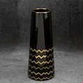 Wazon ceramiczny zdobiony geometrycznym wzorem, czarno-złoty - ∅ 12 x 30 cm - czarny 1