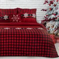 Komplet pościeli świątecznej RUDOLF 02 z wysokiej jakości satyny bawełnianej z motywem kraty - 160 x 200 cm - czerwony 1