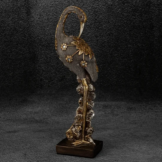 Flaming figurka ceramiczna srebrno-złota - 9 x 6 x 30 cm - srebrny