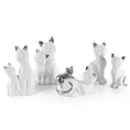Kot figurka dekoracyjna ceramiczna biało-srebrna - 11 x 9 x 20 cm - biały 3