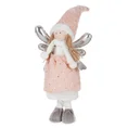 Figurka świąteczna WRÓŻKA w zimowym stroju z miękkich tkanin - 14 x 12 x 57 cm - różowy 1