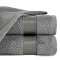 EUROFIRANY PREMIUM Ręcznik MILAN z puszystej bawełny frotte o ryżowej strukturze z błyszczącą bordiurą - 50 x 90 cm - stalowy 1