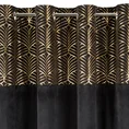 Zasłona z welwetu z ozdobnym pasem ze złotym nadrukiem w górnej części - 140 x 250 cm - czarny 4