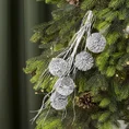 Zimowa gałązka dekoracyjna z kulkami - długość 94 cm - srebrny 1