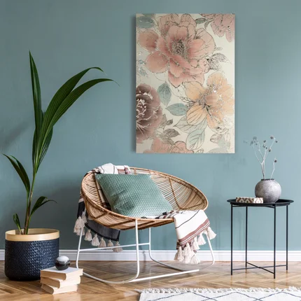 Obraz SILVER ręcznie malowane na płótnie kwiaty z elementami srebra Obraz SILVER ręcznie malowane na płótnie kwiaty z elementami srebra - 90 x 120 cm