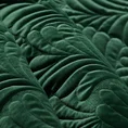 Narzuta  z  welwetu pikowana metodą tradycyjnego szycia we wzór liści - 220 x 240 cm - ciemnozielony 3