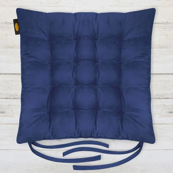 ADORE dwustronna welurowa poduszka siedziskowa na krzesło z szesnastoma pikowaniami, gramatura 195 g/m2 - 40 x 40 x 6 cm - niebieski