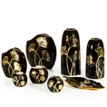 Wazon ceramiczny BILOBA z motywem liści miłorzębu, czarno-złoty - 24 x 9 x 24 cm - czarny 3