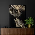 Obraz z nadrukiem błyszczących złotych liści w czarnej ramce - 53 x 73 cm - czarny 3