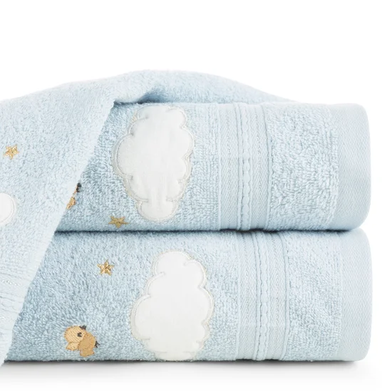 Ręcznik BABY dla dzieci z naszywaną aplikacją z chmurką - 30 x 50 cm - niebieski