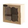 Zestaw prezentowy - 2 szt ręczników z bordiurą w cętki, w kartonowym eko opakowaniu, na każdą okazję - 34 x 24 x 8 cm - brązowy 1