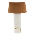 Lampka stołowa EBRU na ceramicznej podstawie w formie walca z abażurem z matowej tkaniny - 16 x 9 x 65 cm - biały 3