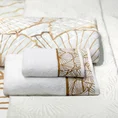 LIMITED COLLECTION ręcznik LUNA 3 z miękkiej bawełny z żakardową bordiurą z motywem liści miłorzębu BLASK BIELI - 70 x 140 cm - biały 9