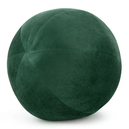 Poduszka dekoracyjna w formie kuli z welwetu GAJA - ∅ 24 cm - ciemnozielony