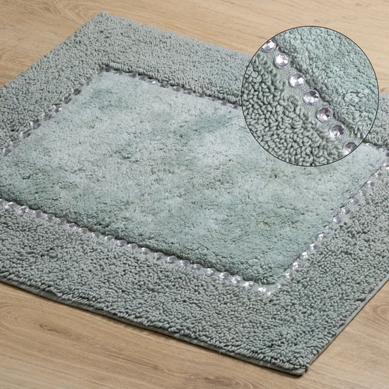 Miękki bawełniany dywanik CHIC zdobiony kryształkami - 60 x 90 cm - miętowy