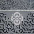 Ręcznik IWONA z żakardową bordiurą w kwiaty - 70 x 140 cm - stalowy 2