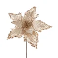 Świąteczny kwiat dekoracyjny z welwetowej tkaniny oraz koronki zdobiony cekinami - 23 x 20 cm - szampański 2