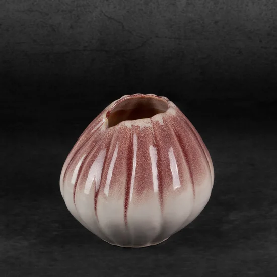 Wazon ceramiczny EVITA z efektem ombre - ∅ 19 x 18 cm - kremowy