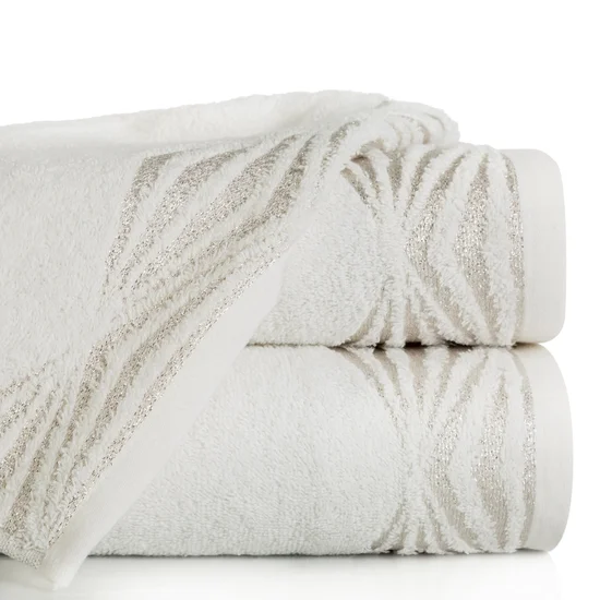 DIVA LINE Ręcznik SALLY w kolorze kremowym, z żakardową bordiurą z połyskiem - 70 x 140 cm - kremowy