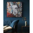 Obraz abstrakcyjny ręcznie malowany na płótnie oprawiony w ramę - 80 x 80 cm - niebieski 3