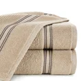 EWA MINGE Ręcznik FILON w kolorze beżowym, w prążki z ozdobną bordiurą przetykaną srebrną nitką - 50 x 90 cm - beżowy 1