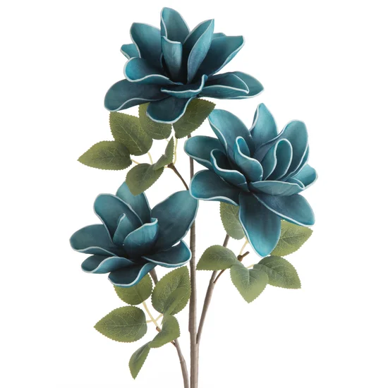 MAGNOLIA sztuczny kwiat dekoracyjny z plastycznej pianki foamirian - ∅ 14 x 68 cm - niebieski