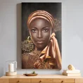 Obraz MYSTERY portret kobiety w chuście ręcznie malowany na płótnie - 60 x 100 cm - brązowy 3