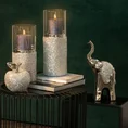 Świecznik ceramiczny dekorowany brokatem ze szklaną osłonką - ∅ 12 x 25 cm - srebrny 3