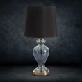 Lampa stołowa EMILIO na podstawie z przezroczystego szkła z abażurem z welwetowej tkaniny - 21 x 21 x 48 cm - czarny 1