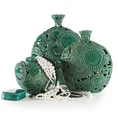 Pojemnik HARIET z ceramiki z ażurowym wzorem - ∅ 18 x 20 cm - zielony 3