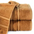 EUROFIRANY PREMIUM Ręcznik MILA  z włókien bambusowych z  bordiurą tkaną w ozdobne pasy 3D - 70 x 140 cm - brązowy 1