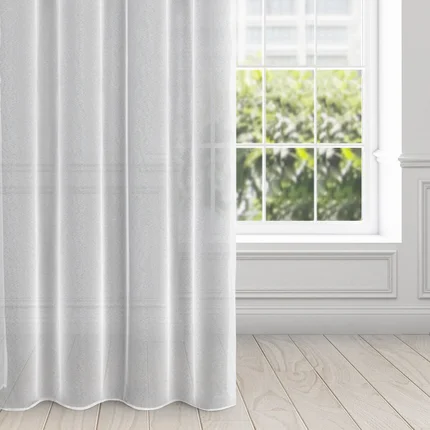 Firana biała z gładkiej tkaniny o strukturze drobnej siateczki 140x250 cm przelotka TAMINA Firana biała z gładkiej tkaniny o strukturze drobnej siateczki 140x250 cm przelotka TAMINA - 140 x 250 cm