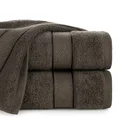 Ręcznik LIANA z bawełny z żakardową bordiurą przetykaną złocistą nitką - 70 x 140 cm - ciemnobrązowy 1