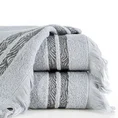 Ręcznik z frędzlami i żakardową bordiurą z błyszczącą nicią - 50 x 90 cm - popielaty 1