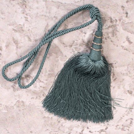 Dekoracyjny sznur do zasłon upinacz z zdobnym chwostem 70 cm ciemnomiętowy