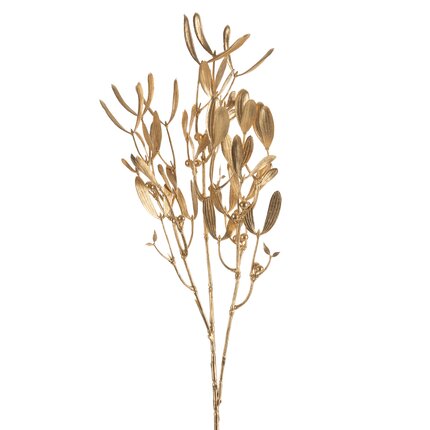 Gałązka świąteczna JEMIOŁA ze złotymi listeczkami 10 x 66 cm złoty