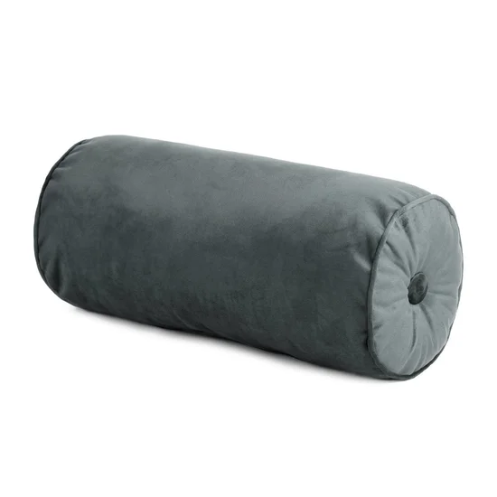 Poduszka w kształcie walca z miękkiego welwetu z wypełnieniem - 20 x 45 cm - grafitowy