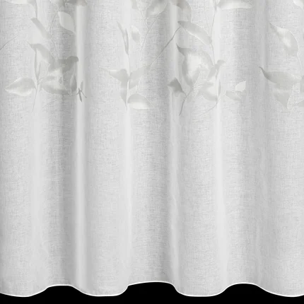 Firana ESTELLA z etaminy zdobiona motywem roślinnym Firana ESTELLA z etaminy zdobiona motywem roślinnym - 140 x 250 cm