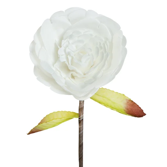 SZTUCZNY KWIAT dekoracyjny z plastycznej pianki foamiran - dł. 50 cm śr.kwiat 11 cm - biały