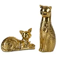 Figurka ceramiczna KITY złoty kot z wytłaczanymi kwiatuszkami - 9 x 11 x 27 cm - złoty 3