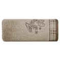 Ręcznik HOLLY 01 świąteczny z żakardową bordiurą  w kratę i haftem z szyszkami - 50 x 90 cm - jasnobeżowy 3