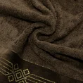 Ręcznik KAMELA bawełniany z bordiurą z geometrycznym ornamentem utkanym srebrną nicią - 50 x 90 cm - brązowy 5